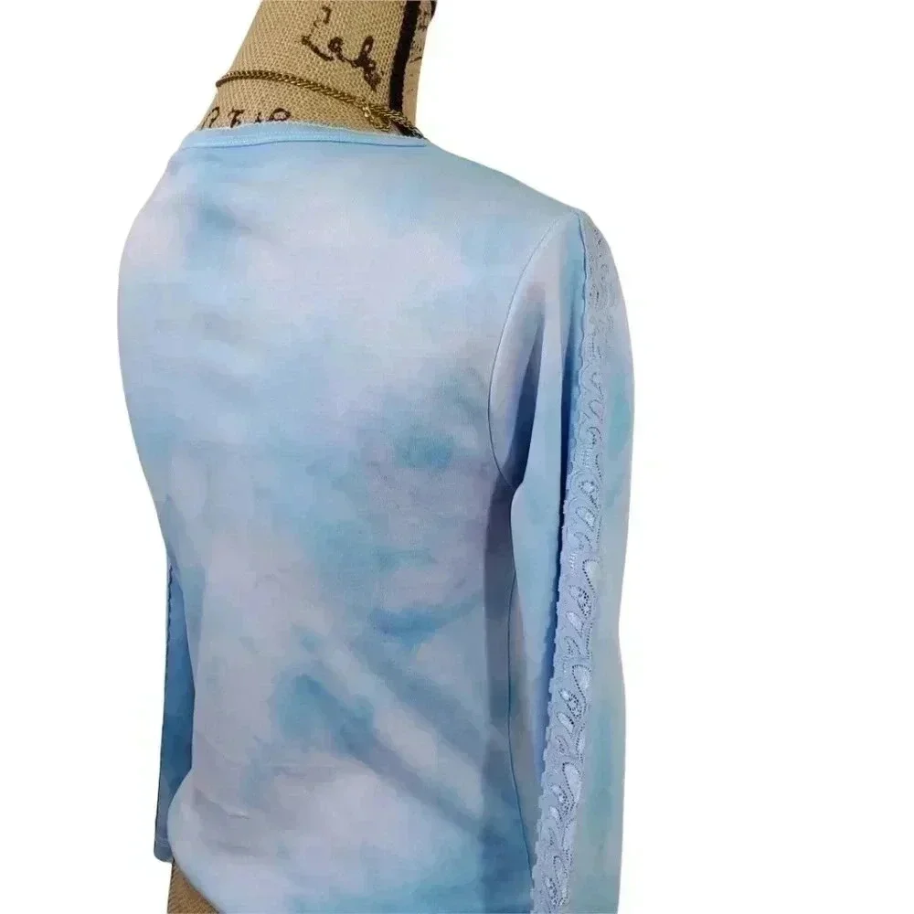HARLEY Davidson long sleeve lace panel tie dye tee. Size small